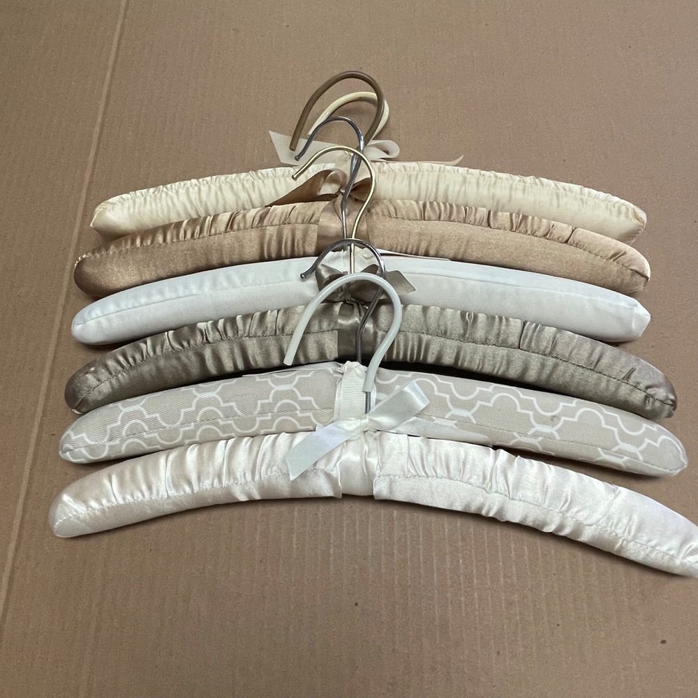 Vintage Lot of 6 Padded Satin Boudoir Lingerie Clothes Hangers